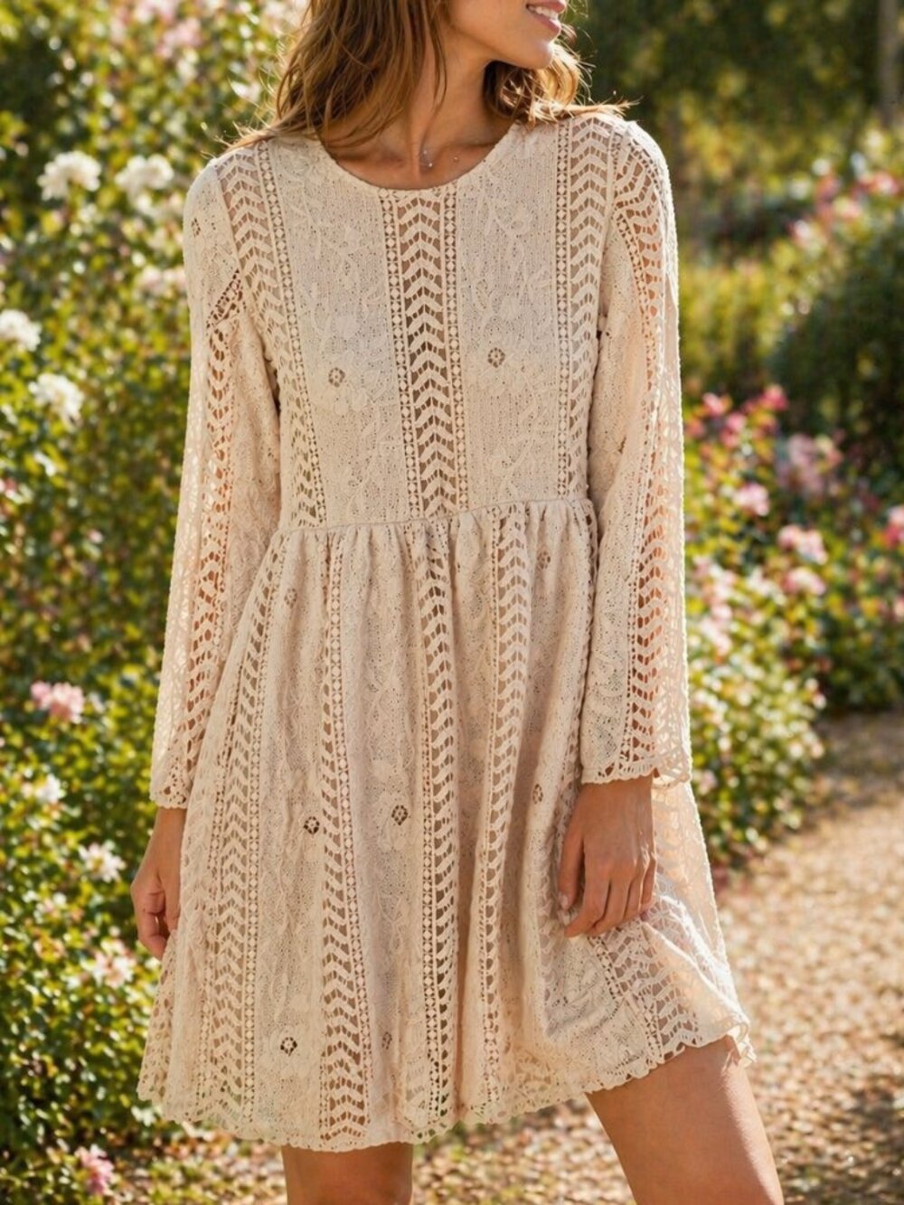 Tea & Rose Lace Dress Blush Pink Boho Cottage Small